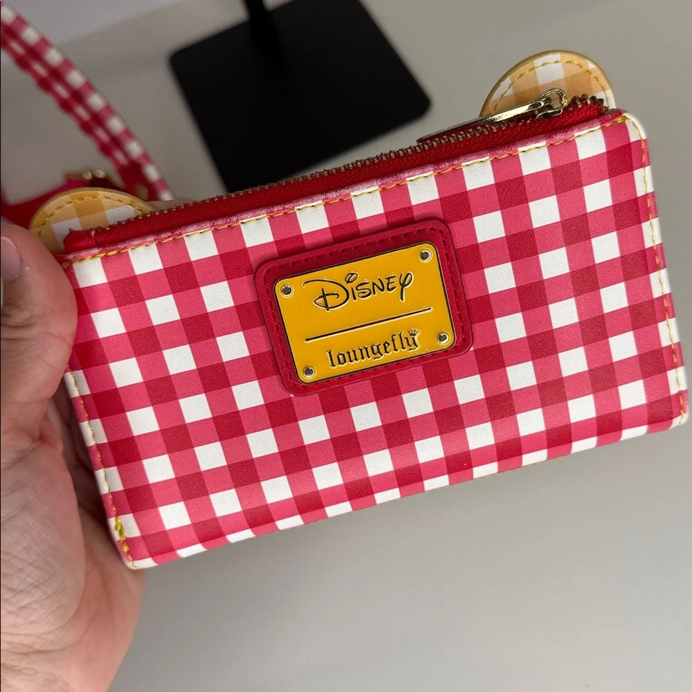 Loungefly Winnie the Pooh Gingham SET backpack AND wallet honey bees purse